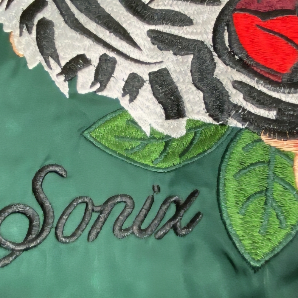 NWOT SONIX Embroidered Bomber Jacket - Green and Red REVERSIBLE SZ XL - Picture 7 of 7